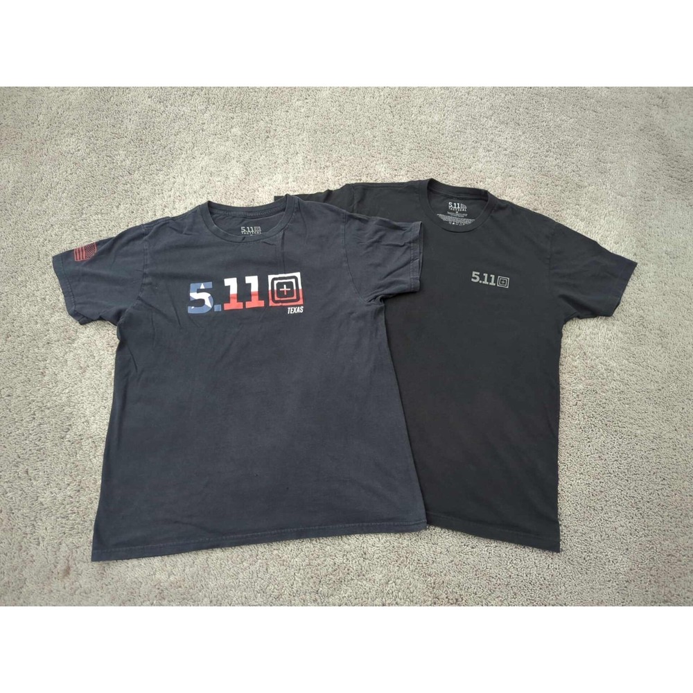 Lot of 2 5.11 Tactical T Shirt Mens M Black Blue Short Sleeve Texas USA Flag